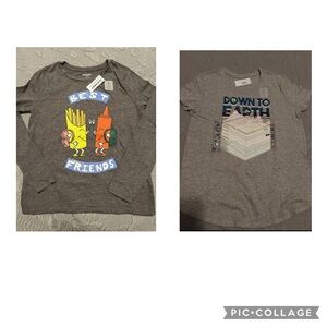 Old Navy Gray Unisex Kids Tees - Best Friends & Down to Earth Lot